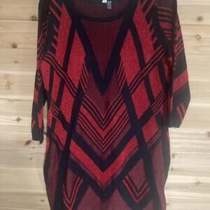 Red And Black Geometric Patterned